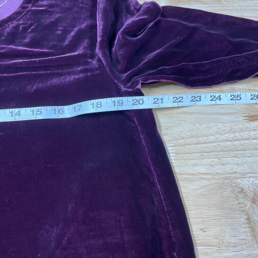 Eileen Fisher NWOT Velvet Crew Neck Dress Size S Purple Silk Blend Pockets Shift - Picture 10 of 12
